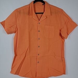 NEW Flex Men's Luxury Collection Designed in Italy Short Sleeve Coral Shirt Sz L